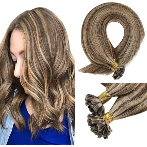 VeSunny Keratin Hair Extensions U Tip Blonde Highlight Pre-Bonded U Tip Hair Extensions Keratin Fusion Human #4p27