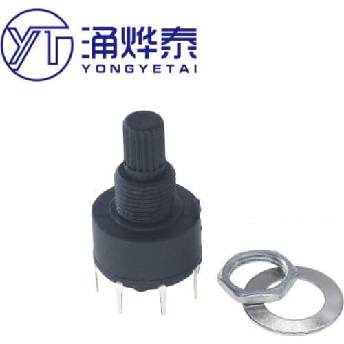 YYT 2PCS RS16 16MM rotary band switch 1 knife 2 knife with 3/4/5/6/8 gear 15 spline shaft SR16