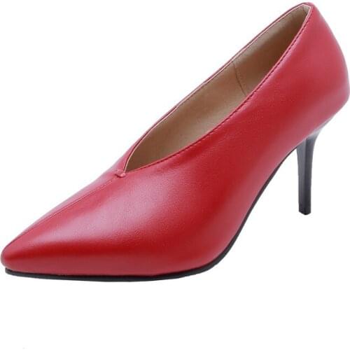 Big Size 9 10 11 12 13 14 15 16 17 ladies high heels women shoes woman pumps Pure color slim-heeled pointed single shoes