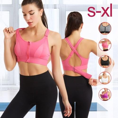 Women Front Zip Up Sports Bra Push Up Straps Vest Wireless Underwear Comfy Bralette Yoga Women Crop Top Running Tops Fitness Bra