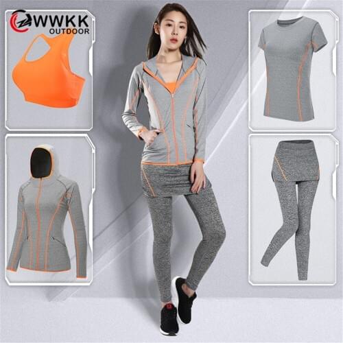Gym Yoga Sets Hooded Coat+T Shirt+Bra+Pants Women Yoga 4 Pieces set Fitness Sports Clothing Style Fashion Hot Female Sexy Unique