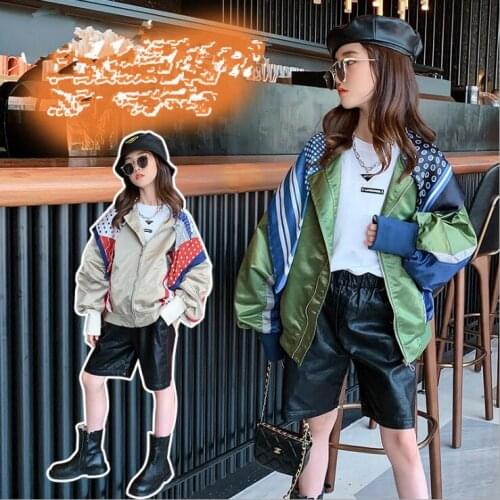 2021 Korean style girls patchwork coat fashion long sleeve autumn girls coat 3-8t B709