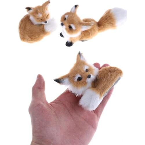1Pcs Small Simulation Fox Toy Stuffed Plush Toys Mini Squatting Fox Model Home Decoration Wedding Birthday Gift