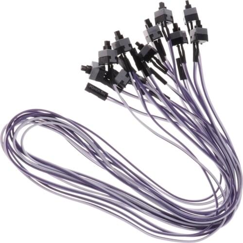 10Pcs/lot 2Pin SW PC Desktop Power Cable on off Push Button ATX Cord Line