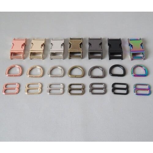 100Sets 15mm 20mm 25mm Webbing Metal Hardware D Ring Slider Belt Loop Release Buckle Clip Hook Clasp Outdoor Harness Accessory