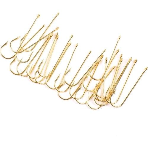 25pcs Long Shank Aberdeen Fishing Hooks Fresh Water Living Baits Hook Fish Jig Hooks PanFish Crappie Fishing Tackle Hook Gold