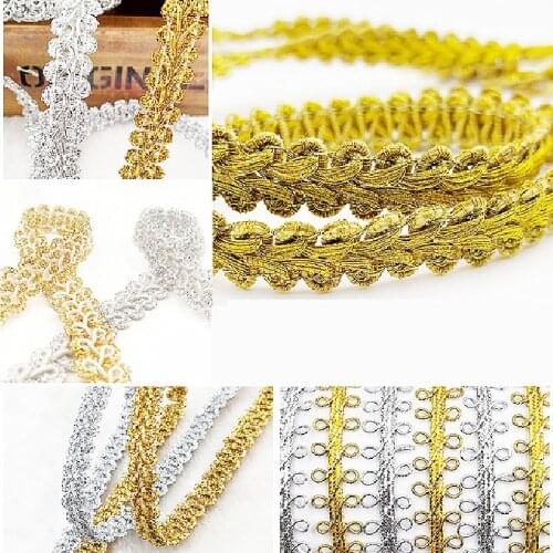 YACKALASI 13-22 Yds/Lot Centipede Braided Trims GIMP Lace Appliqued Crochet Ribbons Nylon Dress Decoration 0.7-1.0cm Wide