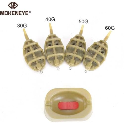 4 PCS/1Set Inline Method Carp Fishing Feeder 4 Feeders Plastic-coated Portable Multiple Types Mould Fishing Tackle Accessories