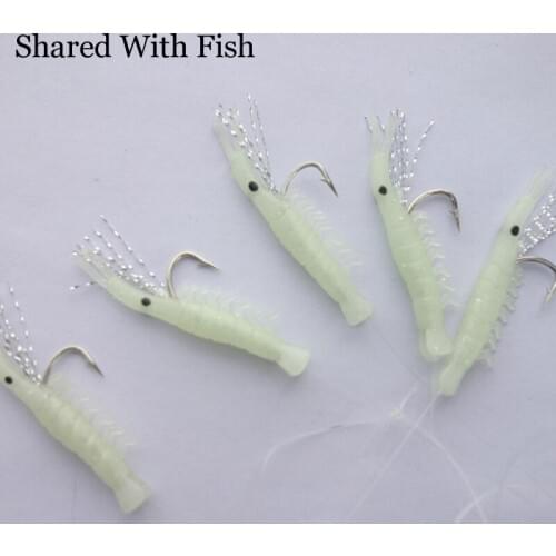 5pcs\package Bionic shrimp Flasher Eyes Fish Bait Rig Beads Size2 Hooks Saltwater Fishing Lure Rigs Bait catcher