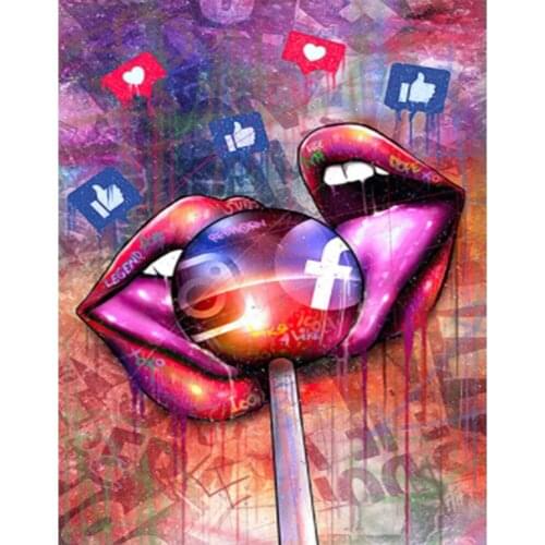 5D Diy Diamond Painting Sexy Mouth Lollipop Kiss Kits Diamond Mosaic Embroidery Painting Wall Art Home Decor Picture Gift Toys