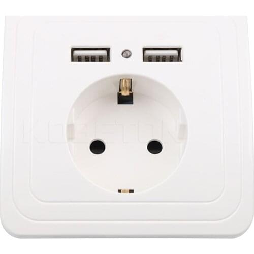 USB Power Socket Double USB Port Socket With EU Plug Home Wall Charger Adapter Wall Charger Adapter Charging