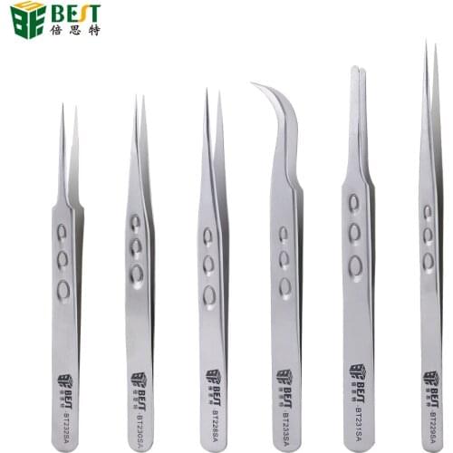 Stainless Steel Anti-Static Eyelash Tweezers Tool Superhard Eyelash Extension Tweezer Nail Rhinestone Decorations Picking Plier