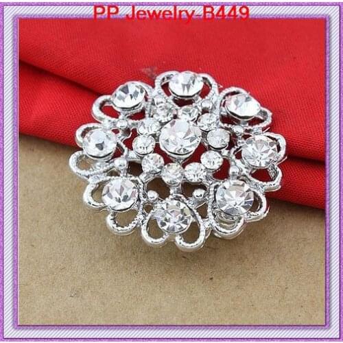 DHL Free Shipping Wholesale Cheap Heart Flower Crystal Pin Brooch Fashion Wedding Jewelry Accessories