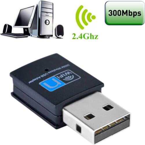 300Mbps USB Wifi Wireless Adapter Black Dongle USB 2.0 Network Card for PC Desktop Laptop Windows 10 8 7 Vista