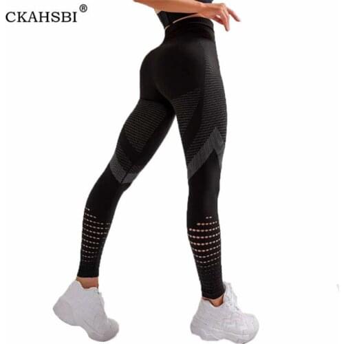 CKAHSBI Seamless Women Sports Leggings Push Up Pants High Waist Gym Workout Running Fitness Training Hollow Breathable Bottom