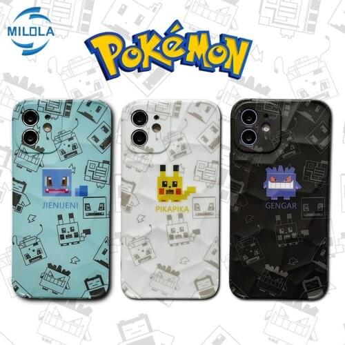 Pokemon Pikachu Phone Case for iPhone 7/8Plus/X/XS/XR/XSMax/11/12Pro/SE2020 Cute Cartoon Anti-fall Water Cube Bumpy Soft Cover
