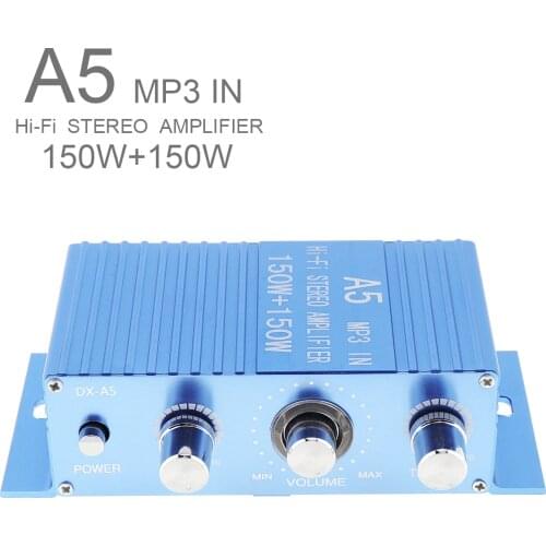 A15 DC12V 2.0 Two Channel MP3 in Hi-Fi Stereo Amplifier 150W+150W with 3.5AUX Interface for Car / PC / CD / Speakers / Subwoofer