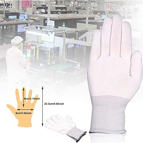 FOSHIO 5/12Pairs Anti-static White Wrap Gloves Carbon Fiber Car Vinyl Lamp Film Stickers Install Nylon Work Gloves Tinting Tool