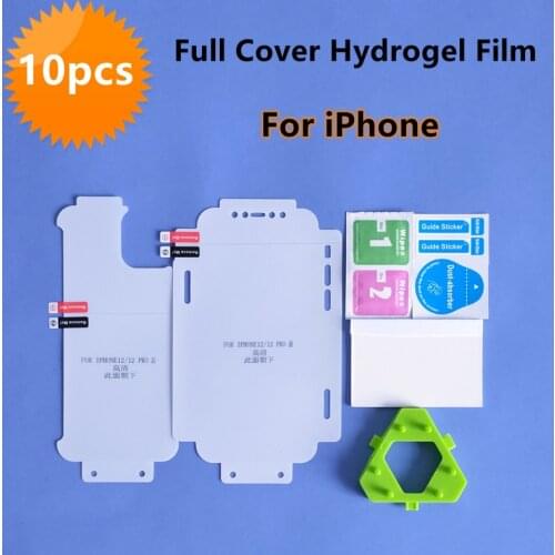 10pcs 360° Full Cover Hydrogel Film For iPhone 11/12 Pro Max Curved Screen Protector For iPhone 7/8 Plus/X/XR/SE2/XS Max/12 Mini