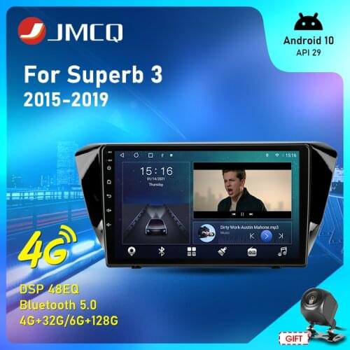 JMCQ Android 10 For Skoda Superb 3 2015 - 2019 Car Stereo Radio Multimedia Video Player 2 Din 4G+32G GPS Navigaion apple carplay