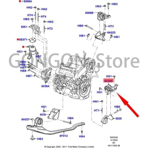 CAR Engine Foot Glue Front L 05-07 Septum For dMo nd eoM ave ri ckE sca pe Engine Claw Glue Engine Side Mounting Bracket