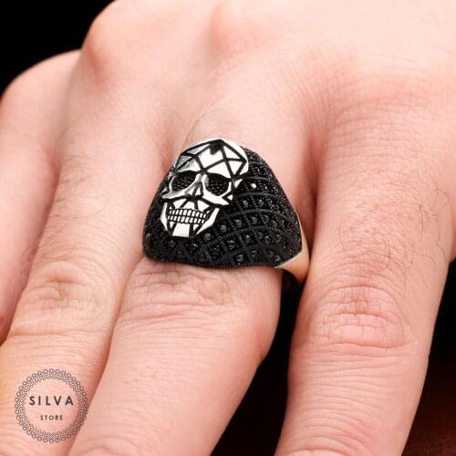 Skull Ring 925 Silver Mens. Mens Jewelry Stamped With Silver Stamp 925 All Sizes Are Available