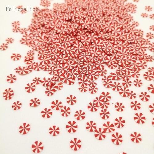 20g Red White Lollipop Polymer Clay Sprinkles Colorful for DIY Crafts Tiny Cute bonbon Candy Plastic klei Mud Particles