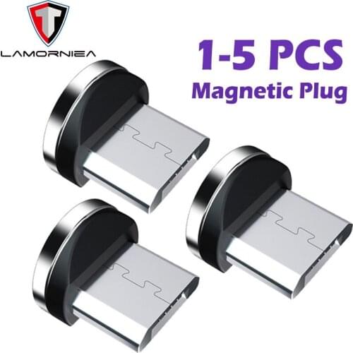 5 3 1PCS Round Magnetic Cable Plug Type C Micro USB C Plugs Fast Charging Adapter For iPhone MicroUSB Type C Magnet Charger Plug