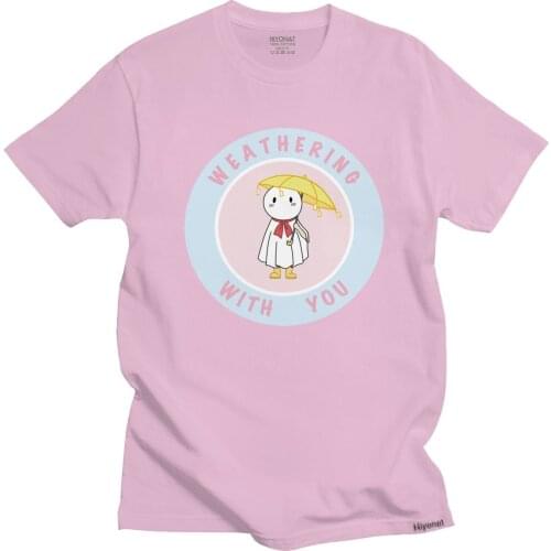 Trendy Male Weathering With You Tshirts Short-Sleeve Round Neck Cotton T-shirt Designer Nagi Rain Doll Anime Tee Shirt Clothes