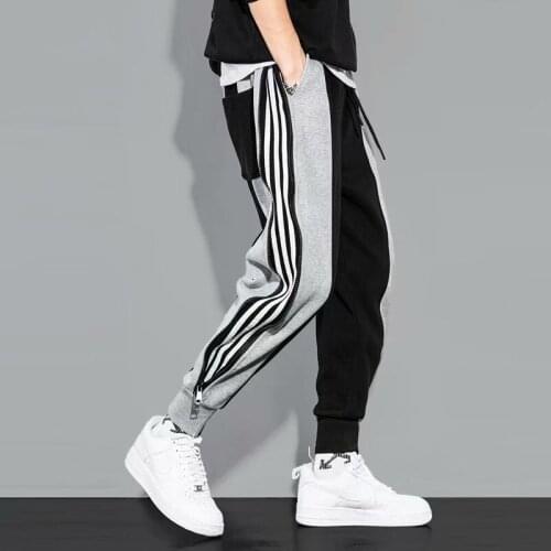 2021 Striped casual trousers Street fashion Male Color block loose type Comfortable Men Jogging Training Pants casual Pants 3XL