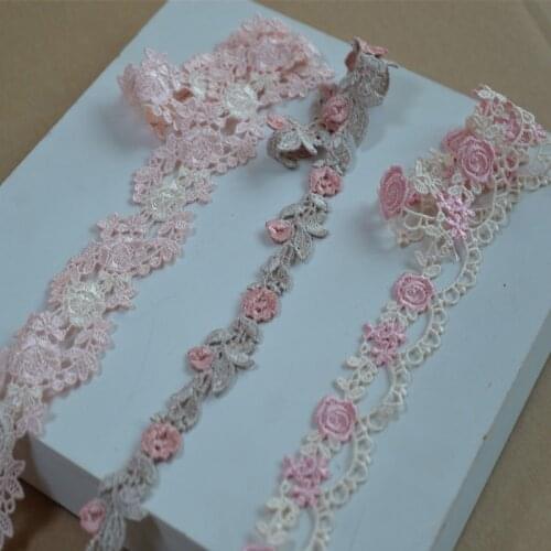 15Yards Low-cost High Quality Pink Series 2.5-3.5cm Wide Venise Wedding Lace Trim Embroidered For Lingerie DIY Crafts Material