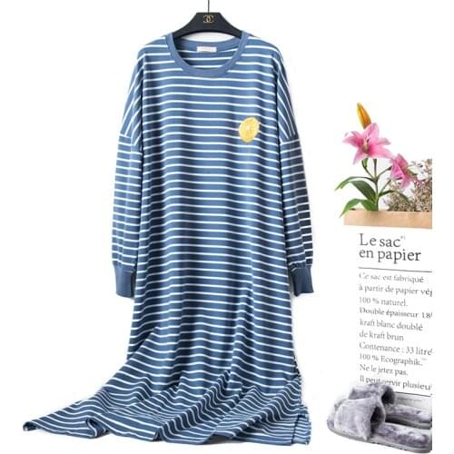 Spring Summer Loose Women Cartoon Sleepwear Leisure Long Sleeve Thin Nightgowns Printing Food clothes Oversize Nightdress