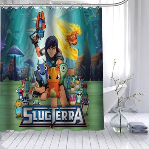 New Arrival Slugterra Shower Curtain Polyester Fabric High Defintion Print Bathroom Curtain Waterproof 12 Hook Bath Curtain