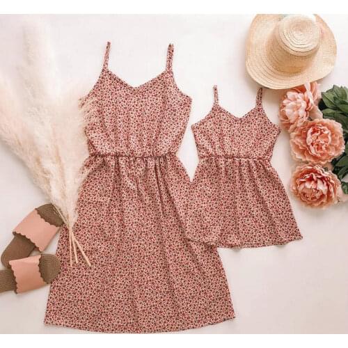 2020 Sleeveless Mother And Daughter Clothes Floral Family Matching Clothes Outfits Mommy And Me Twinning Mom Daughter Dresses