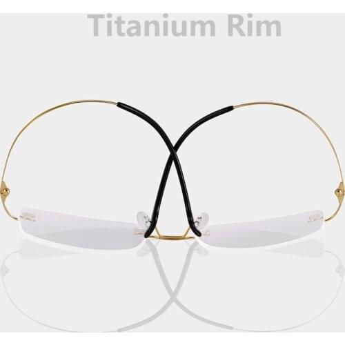 ELECCION Rimless Glasses for Men High Quality Titamium IP Plating Square Myopia Optical Prescription Eyeglass Frames Women