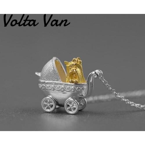 Volta Van 2021 New 925 Sterling Silver Pendant Necklaces Women Trendy Jewelry Elegant Cute Dog Cart Jewelry Concise Necklace