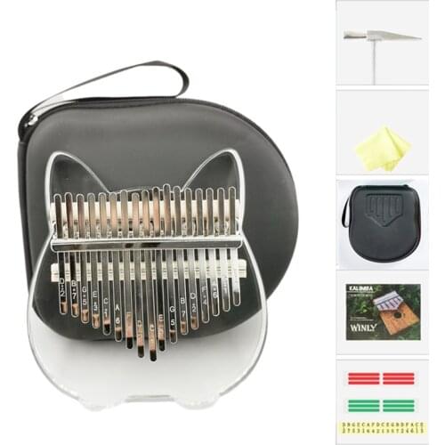 Kalimba Thumb Piano Crystal Transparent Rabbit\Puppy\Totoro Beginner Kalimba Portable Finger Mbira 17 Key with Bag