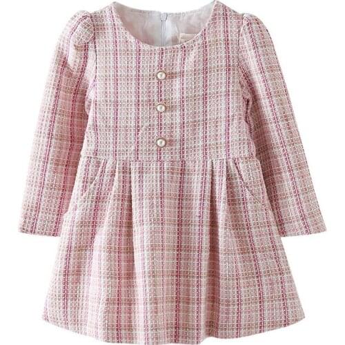 Baby Girls Dress Spring Autumn Children Girl Clothing Cute Solid Color Bottoming Long Sleeved Button Sweet Princess Dresses