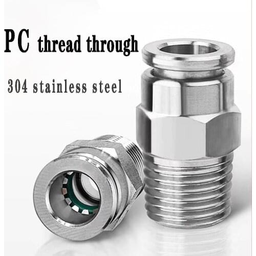 PC 304 stainless steel external thread pneumatic quick coupling 1/8" 1/4" 3/8" 1/2" BSP external thread trachea hose connector