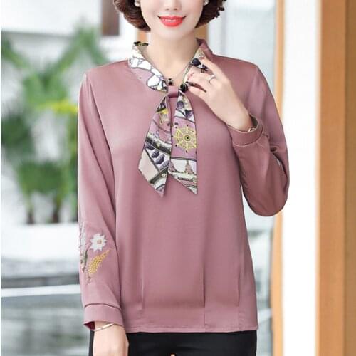 Casual bow collar tshirts Shirt Autumn spring Long Sleeve Women Shirts Elegant Office Lady bow collar Button Tops Blusa