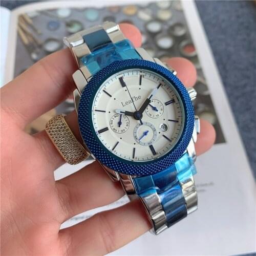 Luxury Full-featured Fashion Quartz Watch Stainless Steel Dial Diameter 45mm Black Watch Montre Femme Relogios