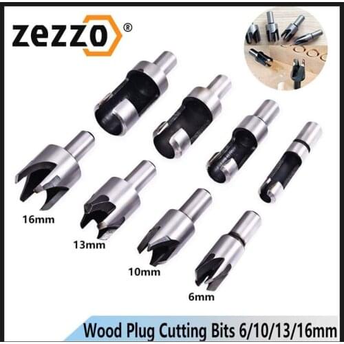 8pcs Wood Plug Cutting Tool Drill Bit Straight And Tapered Taper 5/8" 1/2" 3/8" 1/4" Woodworking Cork Drill Bit Knife