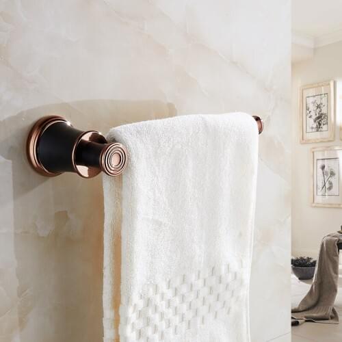 VidricTowel Ring Luxury ORB Wall Mounted Black Towel Holder for Bathroom Accessories Solid Brass Bath Towel Bar Towel Rack 5507
