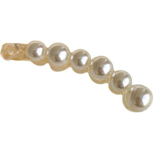 Women Shiny Artificial Pearls Hair Barrettes Luxurious Jewelry Acrylic Banana Clips Jaw Clamp Vintage Ponytail Holders