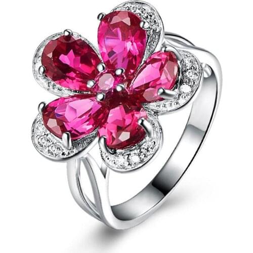 925 Silver Simulation Ruby Zultanite Gemstone Plum Blossom Rings For Women Vintage Wedding Engagement Fine Jewelry Charms Gift
