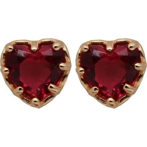 1 Pair Alloy Red Heart Ear Studs Women Girls Earrings Gifts Luxury Temperament Wedding Party Jewelry