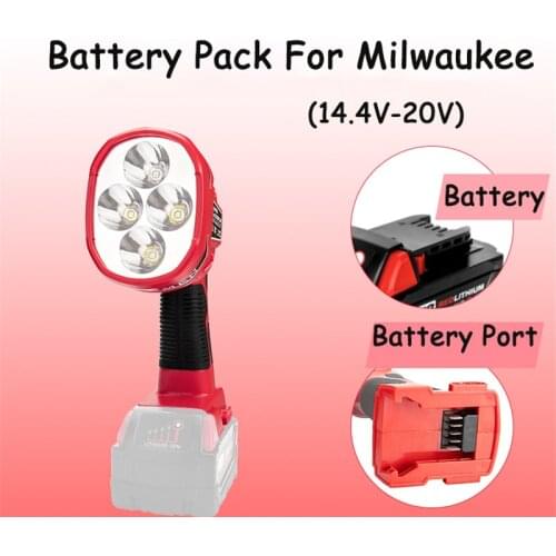 12W LED Lamp Work Light Flashlight work For Milwaukee 18V M18 Li-ion Battery,with 4LED Lights high quality Outdoor Lighting