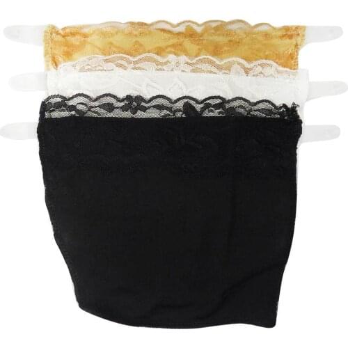 3Pcs/Set Anti Peep Invisible tube Bra Traceless Corset Lace Skin Black Wrapped Chest white For Womens Low Cut Clothing Summer