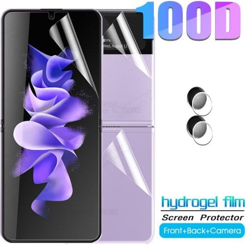 3in1 front back hydrogel film for samsung galaxy z flip 3 screen protector camera lens glass samsang z flip3 zflip 3 zflip3 5G