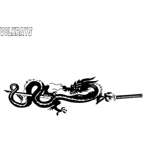Volkrays Creative Car Sticker Dragon Motorcycle Accessories Reflective Waterproof Sunscreen Vinyl Decal Black/Silver,4cm*18cm